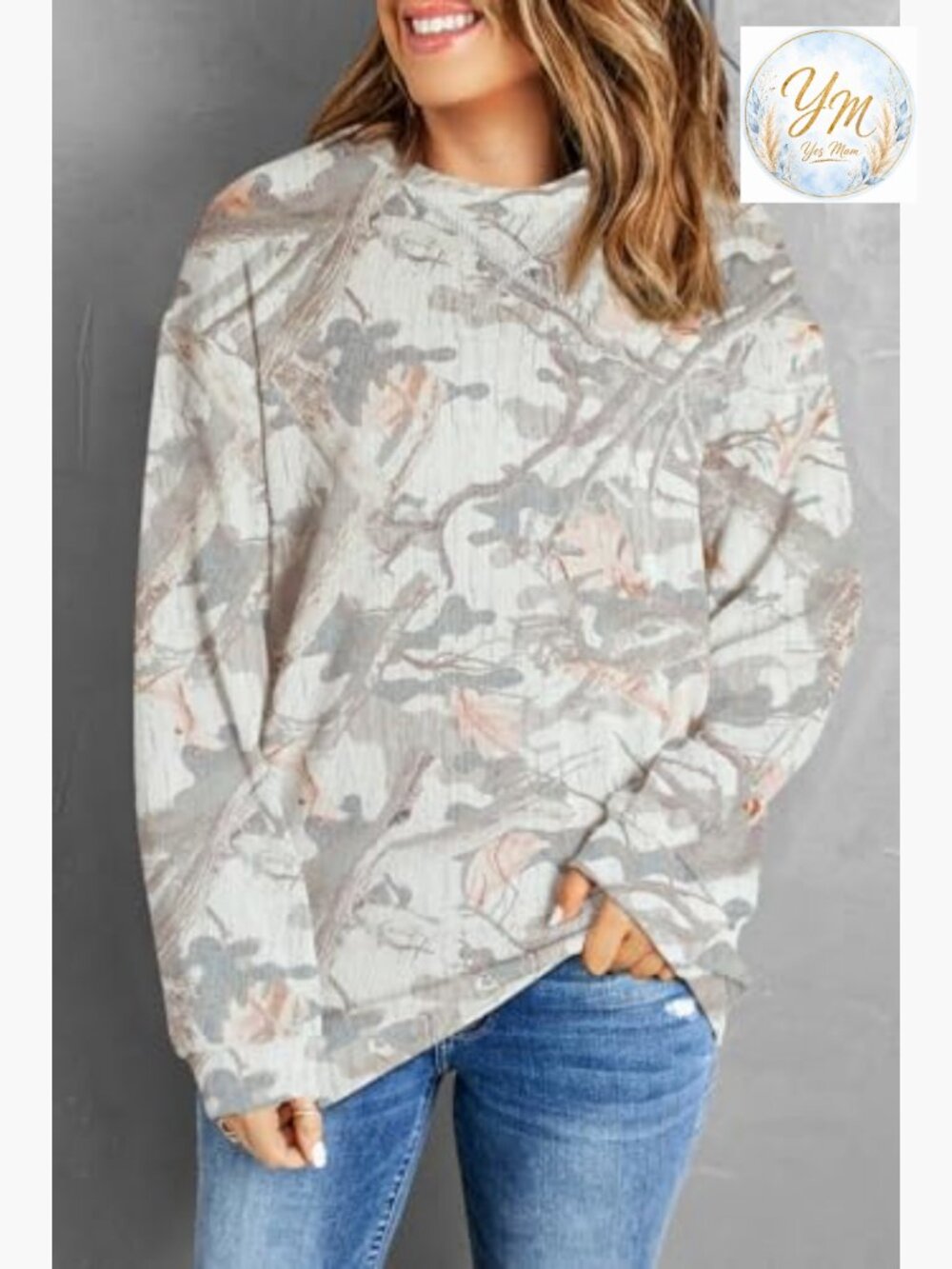 Oversized Corduroy Crewneck Sweatshirt Pullover Top Long Sleeve - Picture 4 of 6